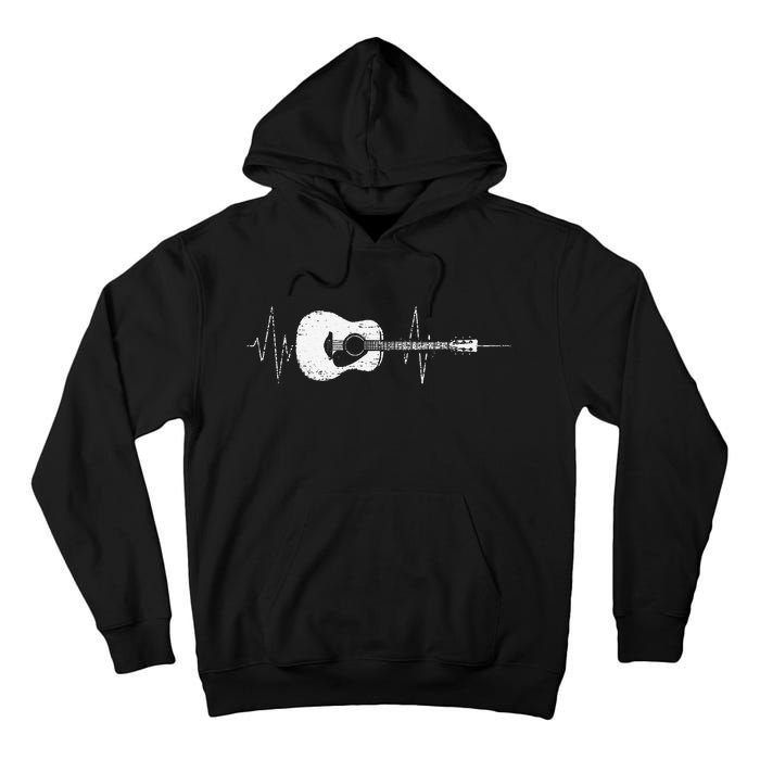 Acoustic Guitar Vintage Heartbeat Gift for Musicians Tall Hoodie