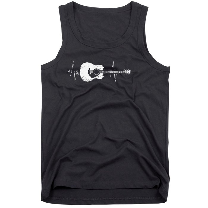 Acoustic Guitar Vintage Heartbeat Gift for Musicians Tank Top