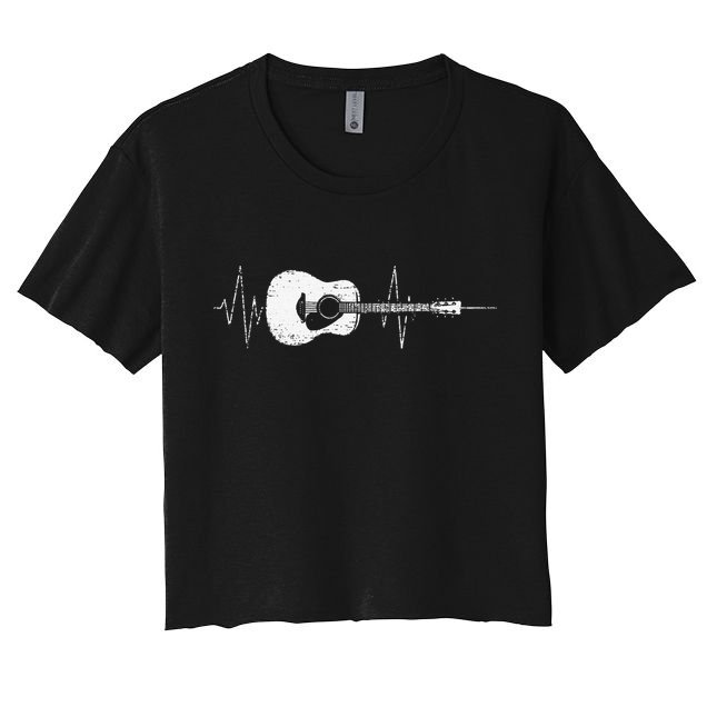 Acoustic Guitar Vintage Heartbeat Gift for Musicians Crop Top