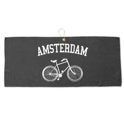 Amsterdam Gift Vintage Retro Bicycle Bike Netherlands Gift Large Microfiber Waffle Golf Towel