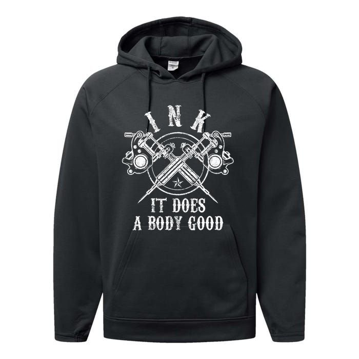 Attoo Guns Vintage Ink Inked Funny Attoo Artist Gift Performance Fleece Hoodie