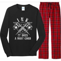 Attoo Guns Vintage Ink Inked Funny Attoo Artist Gift Long Sleeve Pajama Set