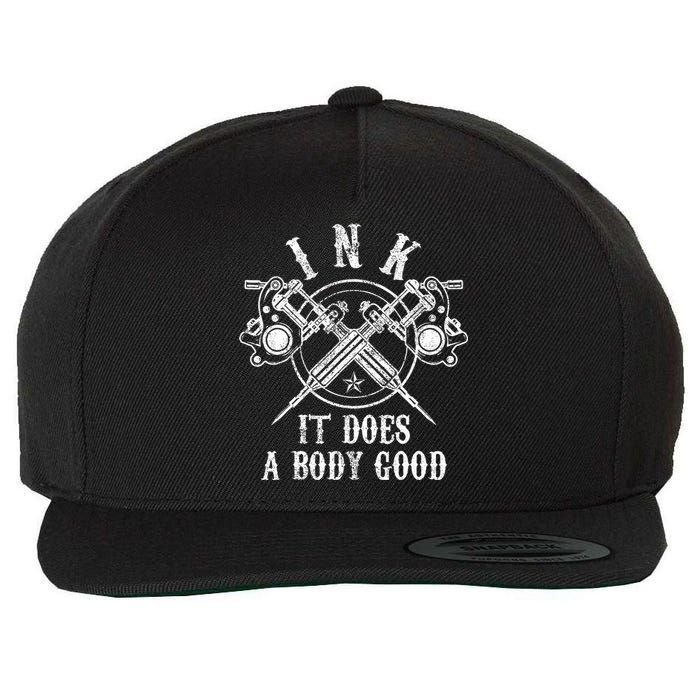 Attoo Guns Vintage Ink Inked Funny Attoo Artist Gift Wool Snapback Cap