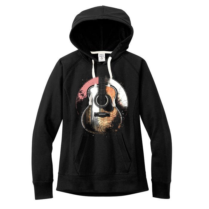 Acoustic Guitar Vintage Guitarist Cool Retro Music Graphic Women's Fleece Hoodie