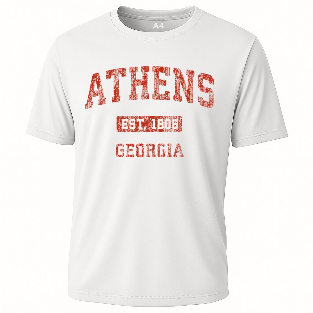 Athens Georgia Vintage Athletic Sports Cooling Performance Crew T-Shirt