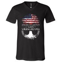 American Grown Viking Roots Warrior Nordic Viking V-Neck T-Shirt