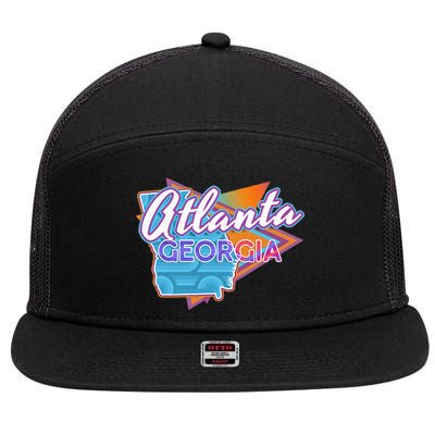 Atlanta Georgia Vintage Retro Throwback 7 Panel Mesh Trucker Snapback Hat