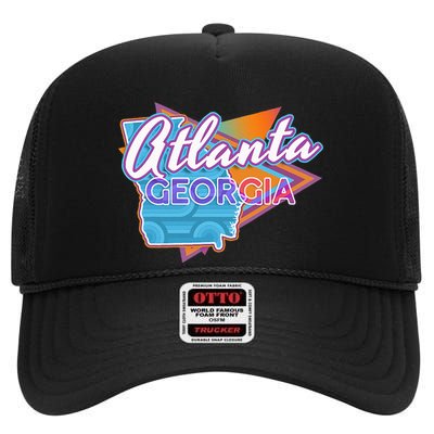 Atlanta Georgia Vintage Retro Throwback High Crown Mesh Back Trucker Hat