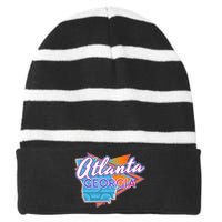 Atlanta Georgia Vintage Retro Throwback Striped Beanie with Solid Band