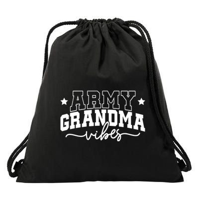Army Grandma Vibes Drawstring Bag