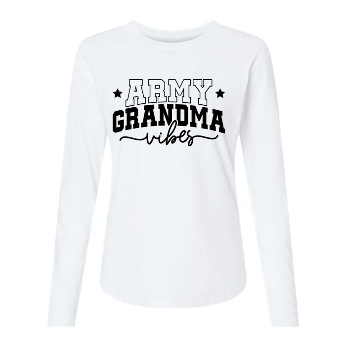 Army Grandma Vibes Womens Cotton Relaxed Long Sleeve T-Shirt