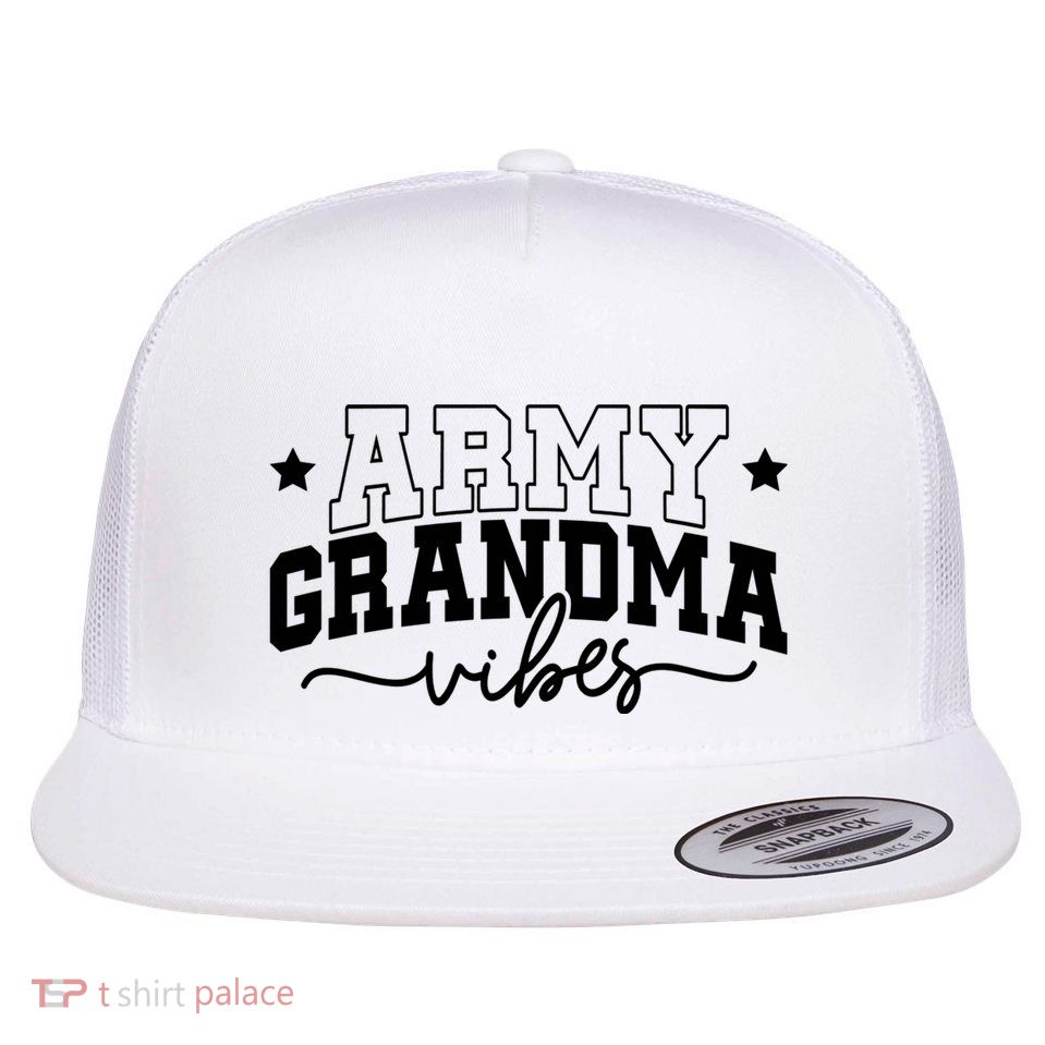 Army Grandma Vibes Flat Bill Trucker Hat
