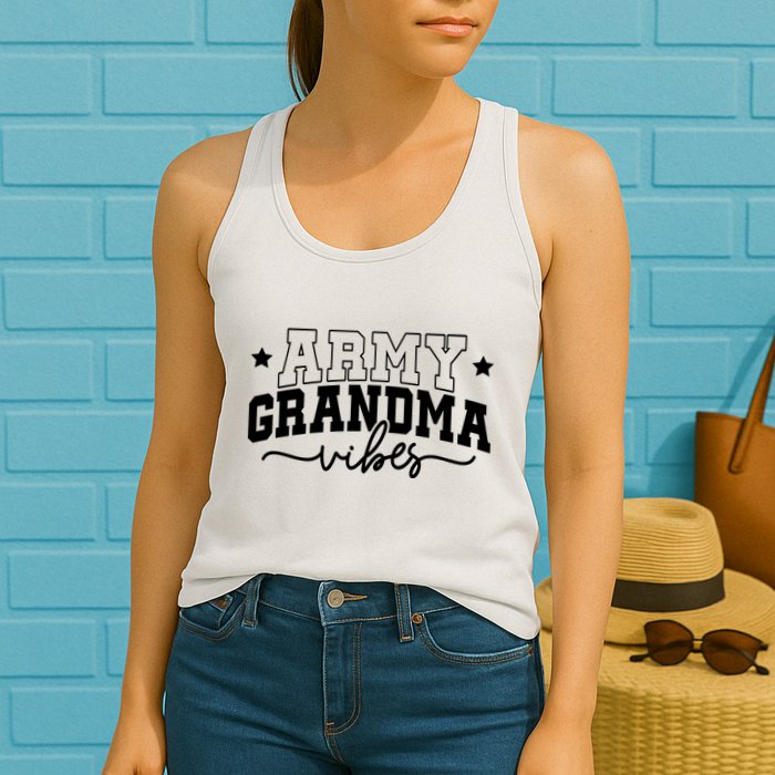 Army Grandma Vibes Womens Tank Top