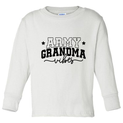 Army Grandma Vibes Toddler Long Sleeve Shirt