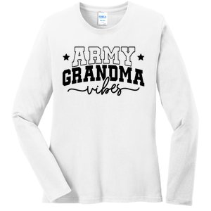 Army Grandma Vibes Ladies Long Sleeve Shirt