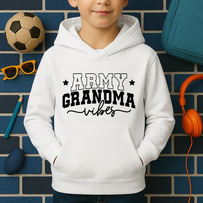 Army Grandma Vibes Kids Hoodie