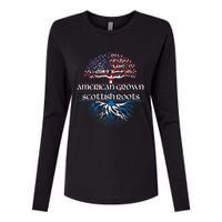 American Grown With Scottish Roots Scotland Pride Heritage Womens Cotton Relaxed Long Sleeve T-Shirt