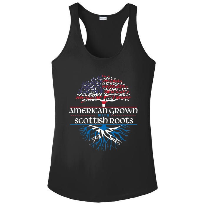 American Grown With Scottish Roots Scotland Pride Heritage Ladies PosiCharge Competitor Racerback Tank