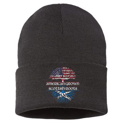 American Grown With Scottish Roots Scotland Pride Heritage Sustainable Knit Beanie