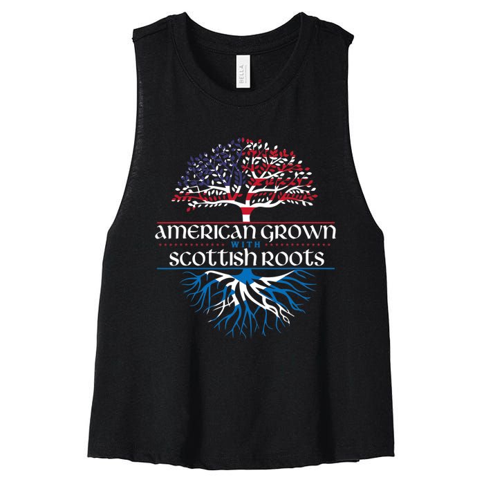 American Grown With Scottish Roots Scotland Pride Heritage Women's Racerback Cropped Tank