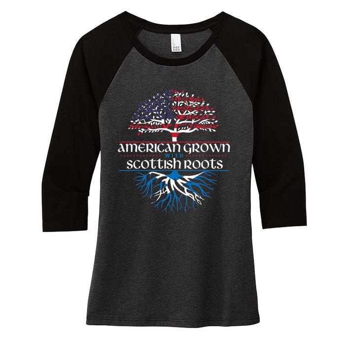 American Grown With Scottish Roots Scotland Pride Heritage Women's Tri-Blend 3/4-Sleeve Raglan Shirt