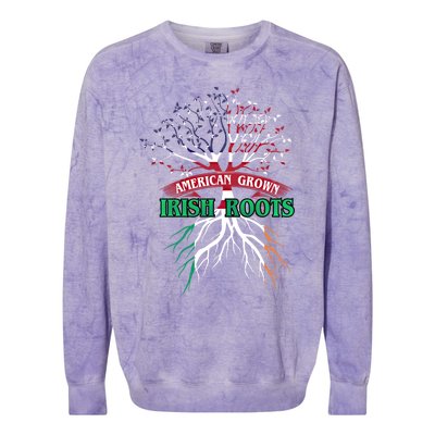 American Grown With Irish Roots Great Gift Ireland Gift Colorblast Crewneck Sweatshirt