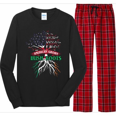 American Grown With Irish Roots Great Gift Ireland Gift Long Sleeve Pajama Set