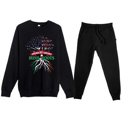 American Grown With Irish Roots Great Gift Ireland Gift Premium Crewneck Sweatsuit Set