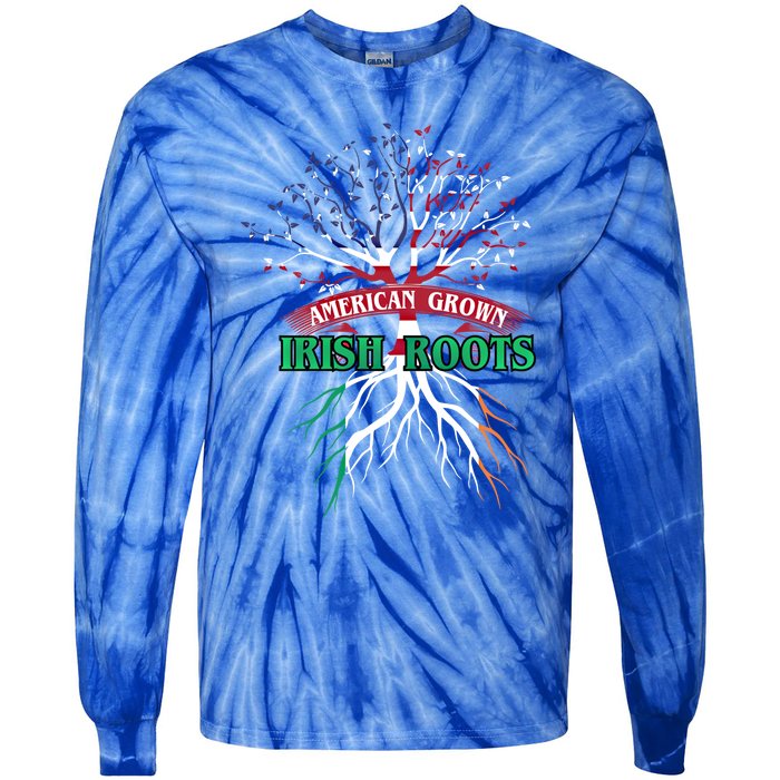 American Grown With Irish Roots Great Gift Ireland Gift Tie-Dye Long Sleeve Shirt