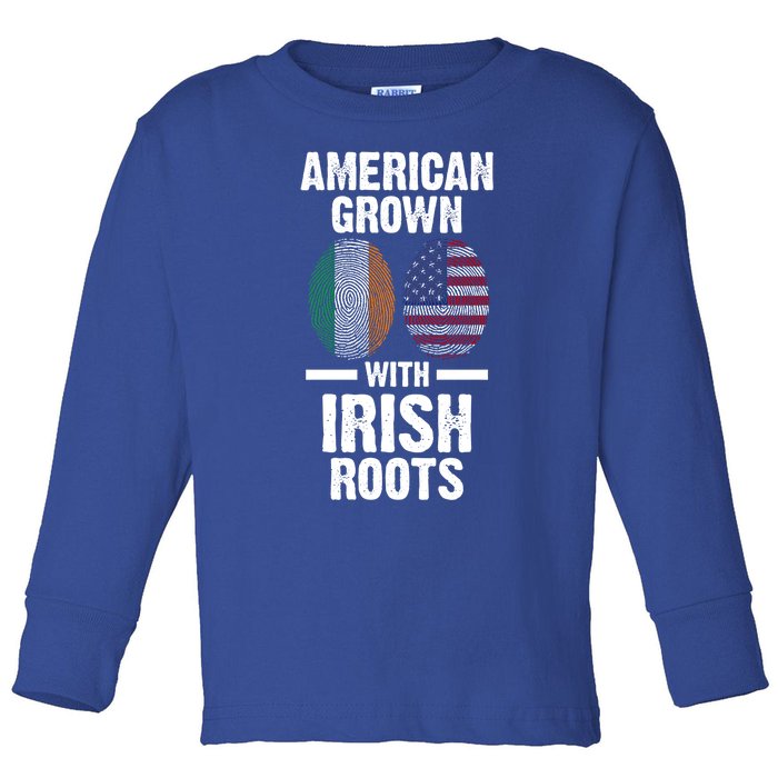 American Grown With Irish Roots Ireland Gift Toddler Long Sleeve Shirt