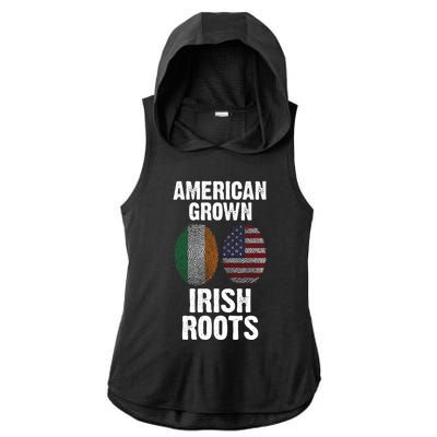 American Grown With Irish Roots Ireland Gift Ladies PosiCharge Tri-Blend Wicking Draft Hoodie Tank