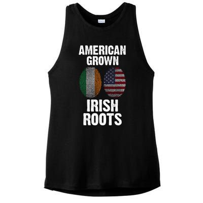 American Grown With Irish Roots Ireland Gift Ladies PosiCharge Tri-Blend Wicking Tank