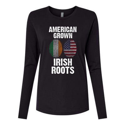 American Grown With Irish Roots Ireland Gift Womens Cotton Relaxed Long Sleeve T-Shirt