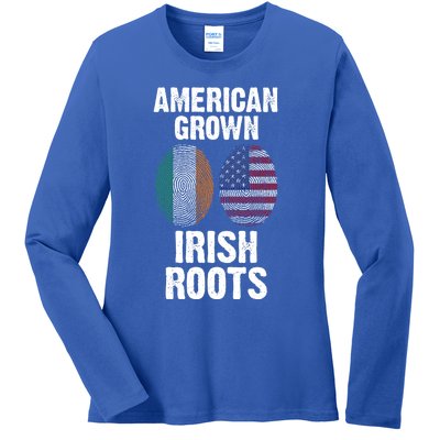 American Grown With Irish Roots Ireland Gift Ladies Long Sleeve Shirt