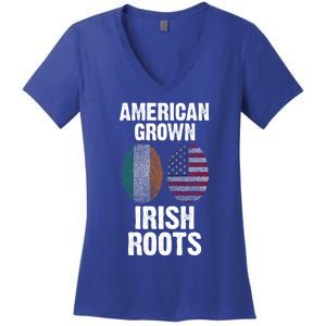 American Grown With Irish Roots Ireland Gift Women's V-Neck T-Shirt