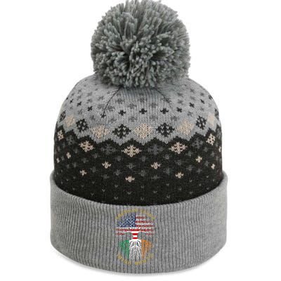 American Grown With Irish Roots Tree Usa Flag Unique Gift The Baniff Cuffed Pom Beanie