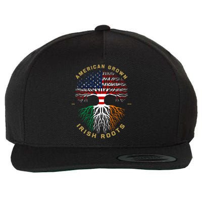 American Grown With Irish Roots Tree Usa Flag Unique Gift Wool Snapback Cap