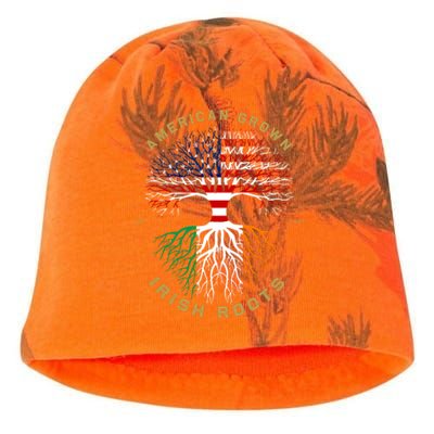 American Grown With Irish Roots Tree Usa Flag Unique Gift Kati - Camo Knit Beanie