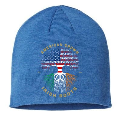 American Grown With Irish Roots Tree Usa Flag Unique Gift Sustainable Beanie