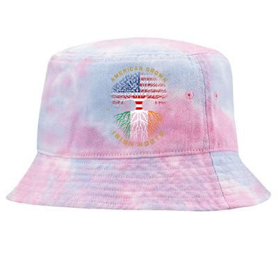 American Grown With Irish Roots Tree Usa Flag Unique Gift Tie-Dyed Bucket Hat