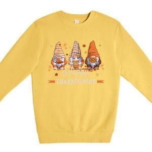 Autumn Gnomes With Harvest Happy Thanksgiving Premium Crewneck Sweatshirt