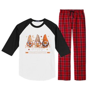 Autumn Gnomes With Harvest Happy Thanksgiving Raglan Sleeve Pajama Set