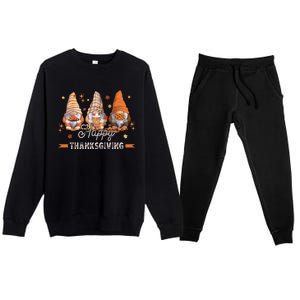 Autumn Gnomes With Harvest Happy Thanksgiving Premium Crewneck Sweatsuit Set