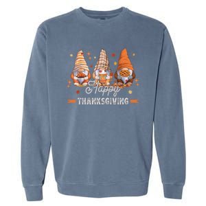 Autumn Gnomes With Harvest Happy Thanksgiving Garment-Dyed Sweatshirt