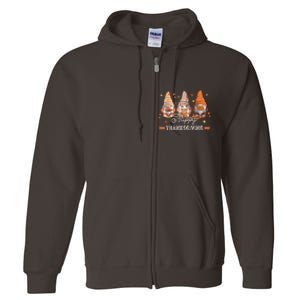 Autumn Gnomes With Harvest Happy Thanksgiving Full Zip Hoodie