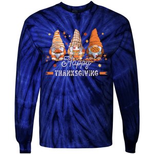 Autumn Gnomes With Harvest Happy Thanksgiving Tie-Dye Long Sleeve Shirt