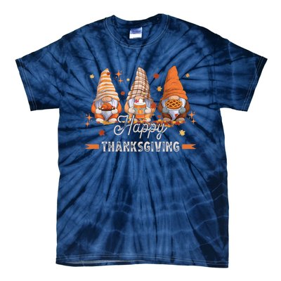 Autumn Gnomes With Harvest Happy Thanksgiving Tie-Dye T-Shirt