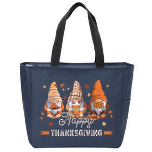 Autumn Gnomes With Harvest Happy Thanksgiving Zip Tote Bag