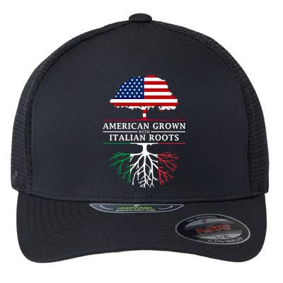 American Grown With Italian Roots Funny Gift Italy Cute Gift Flexfit Unipanel Trucker Cap