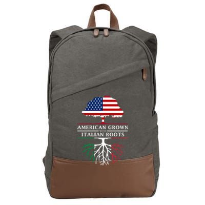 American Grown With Italian Roots Funny Gift Italy Cute Gift Cotton Canvas Backpack